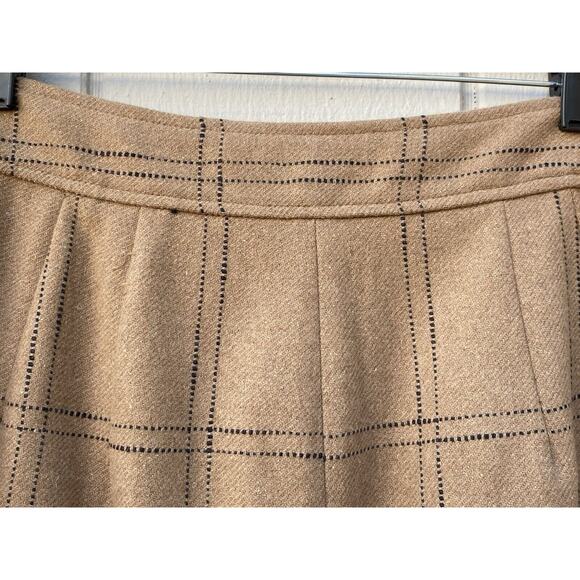 Madewell Wool Blend Brown Windowpane Plaid A-Line Skirt Women's Size 4 - Picture 6 of 16